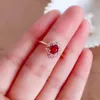 Natural Ruby Ring Earrings Pendant Necklace Set 925 Sterling Silver Red Gem Fine Fashion Weddings Jewelry for Women MeiBaPJFS