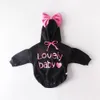 Baby Girl Clothes Big Bow Cappuccio con cappuccio Body nato per bambini Costume Bambini Toddler Cotton Autunno Inverno Tuta 210429