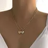 Docona Koreansk stil Geometri Hängsmycke Halsband för kvinnor Enkel Romantisk Kärlek Heart Alloy Clavicle Chain Kvinna Bröllop Smycken G1206