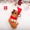 Kerstkous Cartoon Hond met Kerstmuts Gift Bag Kerstboom Opknoping Sokken Decoraties JJA9423