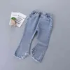 3-7 year high quality girl clothing autumn casual fashion kid children pant solid jeans 210615