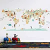 Cartoon Animals Map Wall Stickers for Kids Room Bedroom Kindergarten Wall Decor Vinyl PVC Wall Decals Art Murals Home Decoration 211124