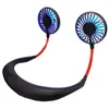 Portable LED Light USB ricaricabile Lazy Neck Fan Sport Office Outdoor Travel Hanging Dual Air Cooling Sport 360 gradi