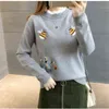 Fashion Autumn Women Sweater Pullover Winter Tops Korean Embroidery Little Bee Loose Warm Knitwear Jumpers Ladies D2531 211103