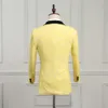 Brand New Yellow Embossed Jacquard Groom Tuxedos Shawl Lapel Groomsmen Mens Wedding Dress Excellent Man Jacket Blazer 3 Piece Suit Jacket Pants Vest Tie 2607