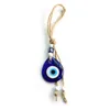 Populaire Hennep Touw Water Drop Wanddecoratie Sleutelhanger Turkse Blue Eye Sieraden Glas Hanger Good Luck Gift Evil Eyes Charms