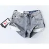 2 color Hight Street High Waist Roll Up Cuffs Short Denim s Ripped Pants Sexy Summer Wide Leg Jean 210629