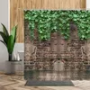 Douche gordijnen zomer groene wijnje landschap oude muur houten deur rieten stoel 3d printing home decor stof stof badkamer badgordijn