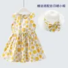 Korean Floral Print Toddler Girls Cotton Dress with Hat Lovely Sundress Flowers Summer Clothing Outfit for Kids 210529