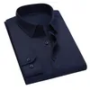 Camicia elegante da uomo stile business casual Vestibilità regolare Camicie a maniche lunghe in cotone bianco nero azzurro