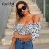 Duas peças conjunto vestido mulheres manga longa s outono plissado floral ternos roupas de roupa superior de colheita Mini 210427