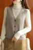 Colete feminino Feminino de lã pura Cardigan Cardigan Sweater Camille Versatile malha e jaqueta