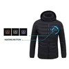Zone 9 heating Men Winter Warm USB Heating Jackets Smart Thermostat Pure Color Hooded Heated Clothing Waterproof Warm Jackets 211104