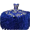 Puffy robe de bal Quinceanera robes de bal 2022 or rose fleur brodé perlé chérie haut corset dos doux 16 robe formelle