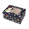 Christmas Gift Box Santa Papercard Kraft Present Party Favour Baking cake boxs muffin paper packing DD570