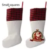 Bas de Noël Sublimation Buffalo Plaid Blanc Halloween Bonbons Chaussettes Père Noël Sac Cadeau Arbre De Noël Oranment 4 Couleurs GYL48