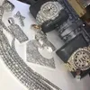 Hip Hop Link Chain 14K Biały Złoto Wypełnione 8mm Okrągły Diament Malowanie Pełne Bransoletki Dla Kobiet Mężczyzn Luksusowa Kamień Bransoletka Handmade Biżuteria