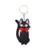 Keychains Cute Black Jiji Cat Keychain PVC Rubber Kikis Leverans Servera nyckelkedjor Ring Holder Bag telefon Ornament smyckesgåva3852245