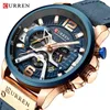 Часы Curren Watch Mens Часы Лучшие Бренд Роскошные Мужские Повседневная Кожа Водонепроницаемый Хронограф Мужчины Спортивные Кварцевые Часы Relogio Masculino 210329