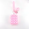 Push It Fidget Toys Porte-monnaie Porte-clés Pendentif Petits sacs à fermeture éclair en silicone Bulles de doigt Jouet de décompression sensorielle Mode Puzzle Cas Portefeuille Porte-clés Cadeau de Noël