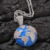 Chains Hip Hop Iced Out Gold Earth World Pendant Necklace Men Women Fashion Map Street Dance Jewelry Gift For Him With Chain