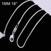 1mm 16 ~ 24 polegadas 925 esterlina cadeia de prata colar 925 colares de cobras carimbadas para mulheres moda jóias desconto barato 1 pcs
