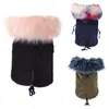 Dog Apparel Pet Vest Coat Winter Clothes With Luxury Faux Fur Collar Warm Windproof Parka Fleece Lined Puppy Cat Jacket