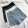 Syiwidii Jean Shorts für Frauen Sweatshorts Plus Größe Weiß Schwarz Blau Kleidung Denim Hohe Taille Casual Solide Sommer Mode 210323