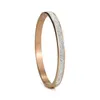 6mm High Quality 18 Gold Color Luxury Iced out CZ bangle Titanium stainless steel bracelets & bangles for women jewelry