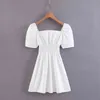 Sexy cotton white dress women vintage mini beach summer elastic waist boho party casual lady korean vestidos 210521