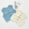 Bebek Erkek Kız Kovboy Yelek Ceket Çocuk Giyim Sonbahar Kış Kolsuz Gevşek Yelek Çocuklar 210429