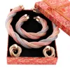Fijne sieraden sets Afrikaanse kralen ketting armband oorbellen partij bruiloft gouden kleur bruids kraag accessoires + geschenkdozen H1022