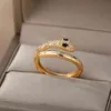 Cubic Zirconia Snake Ringar för Kvinnor Justerbart Rostfritt Stål Guld Silver Color Crystal Ring Bröllop Par Jewerly Anillos G1125