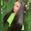 합성 가발 아기 머리카락이있는 부드러운 긴 직선 레이스 프론트 아기 머리카락 자연 가발 검정색 여성을 위해