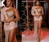 Designer Evening Dresses High Split LongeeLeVes Side Slit pärlor Sparkly paljetter Custom Made African Plus Size Prom Party Gown Vestido 403