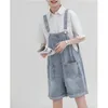 Jocoo jolee vrouwen zomer korea preppy stijl krimpen rechte borstplaten losse hoge taille pocket cowboy rompertjes playsuits 210518