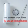 Sublimasyon Tumbler 15 oz uzun boylu ince düz bardaklar beyaz boş vakum yalıtımlı su bardağı ısı transferi için FY4468