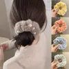 Korea Elegant Pearl Furry Elastic Hair Bands Winter Plush Headbands Hair Rope Ties Holder For Women Girls Fur Hair Accessories