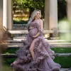 2022 Mouwloze Dames Prom Dresses Tiered Ruches Party Celebrity Towns Personaliseer Side Split Maternity Photography Dress