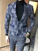 Męskie garnitury Blazery męskie Blazer luksus bal maturalny haftowane wino czerwony płaszcz z długim rękawem Homme Slim Fit Jackets264U