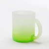 11oz Sublimation Clear Frosted Glass Beer Mugs Gradient color With handle Portable soda Can Coffee Milk Juice Water Cups by sea JJB14446