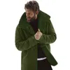 Män Winter Fleece Tjock varm kappa Outwear Trench Leather Jacket Långärmad Fur 211204