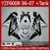 Body Kit For YAMAHA YZF600R Thundercat YZF 600R 600 R 1996-2007 Bodywork 86No.178 YZF-600R 96 97 98 99 00 01 White black YZF600-R 02 03 04 05 06 07 OEM Fairings +Tank cover