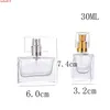 Hot Market 30ml glas tom parfymflaska Square Spray Atomizer Refillerbar doft 30 ml för resorstorlek