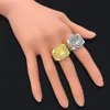 Karopel Hip Hop Bling Sieraden Koning Crown Vaderdag Gift Voor Mannen Bling Bling Micro Pave CZ Gold Color Zircon Ring