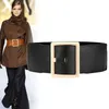 Belts Black Wide Corset Real Cowhide Elastic Belt Alloy Pin Buckle Genuine Leather Leisure For Women Wedding Dress Waistband