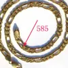 Halskette, Kette, echtes 18-Karat-Gelbgold (G/F), massiv, fein gestempelt, 585er-Punze, Herren-Figaro-Bling-Glied, 600 mm, 8 mm, X0707