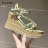 Wedge Sandals Female Spring And Summer 2021 Korean Version Of The Wild Rivet Thick Bottom Sponge Cake With High-heeled Rome