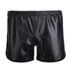 Underpants Mens Lingerie Weet Look Faux Leatherebear Sports Boxer Shorts с задним карманным латексным брюками гей -трусики Dance2159