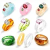 Colorful Resin Rings Retro Chunky Ring Unique Rhinestone Acrylic Fashion Stacking Square Jewelry Finger Trendy Gift for Women and 241Q